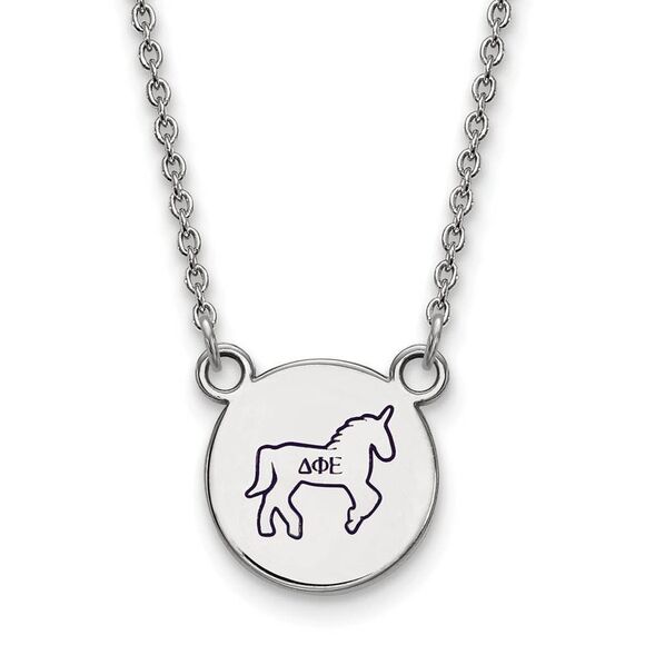 Sterling Silver Delta Phi Epsilon Small Enamel Necklace - Picture 1 of 4